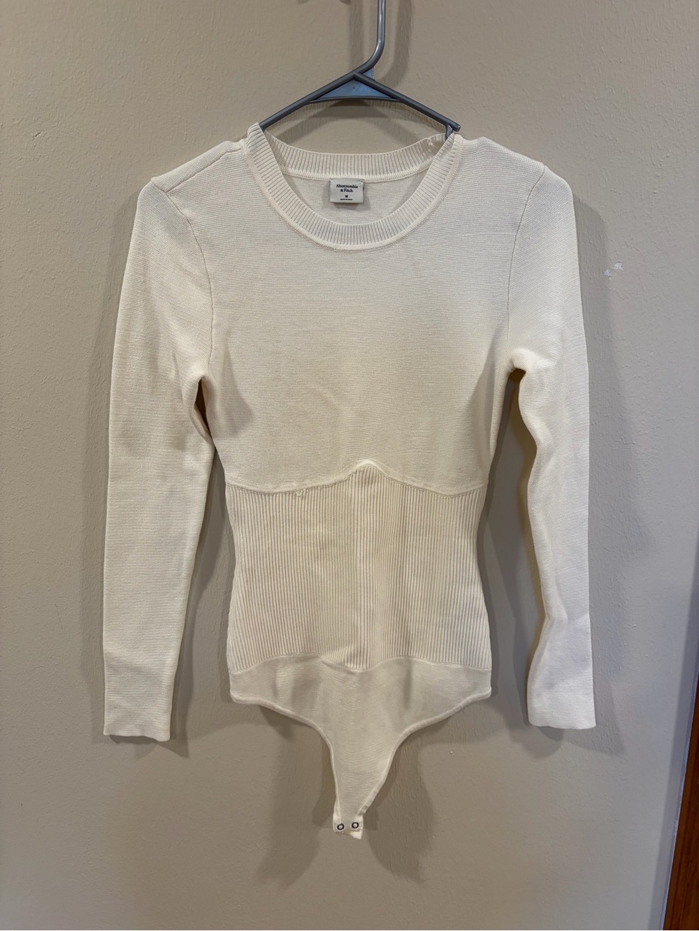 Abercrombie & Fitch Ivory Sweater Knit Corset Bodysuit - Size Medium